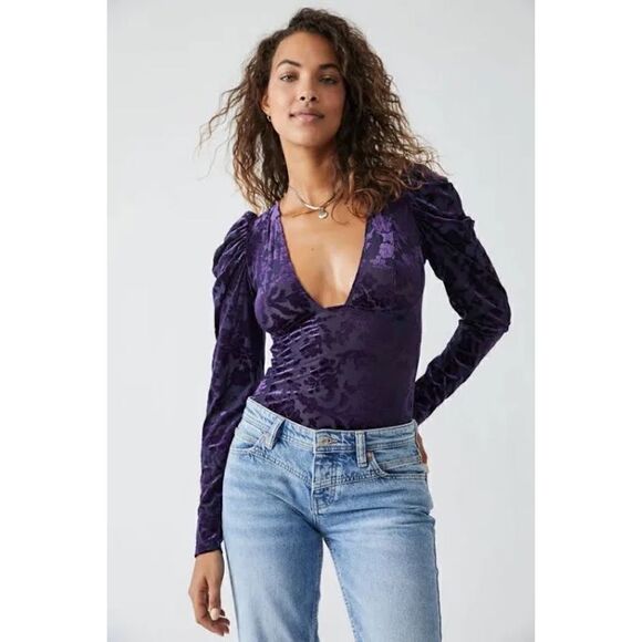 NWT Free People Magic Hour Bodysuit in Deep Sea Combo, Size Small - Picture 6 of 16